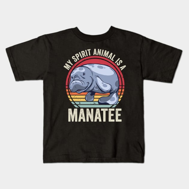 Funny Manatee Is My Spirit Animal Vintage Kids T-Shirt by Visual Vibes